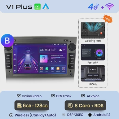 Multimedija uređaj, Android za Opel/Vauxhall Astra, Corsa, Vectra, 4G, 6GB/128GB, B