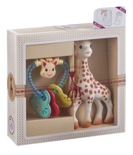 SOPHIE LA GIRAFE Poklon set s igračkom žirafom i zvečkom, bež