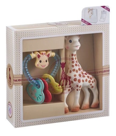 SOPHIE LA GIRAFE Poklon set s igračkom žirafom i zvečkom, bež