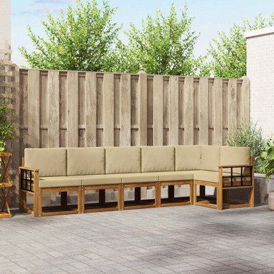 Set vanjskih sofa s jastukom, 6-dijelni, prirodni i bež