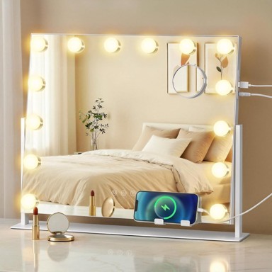 SONGMICS Hollywood ogledalo za šminkanje - 55 x 45,3 cm, s rasvjetom