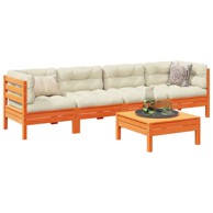 5-dijelni set vrtnih sofa s jastucima voštano smeđi od borovine