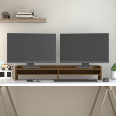 Stalak za monitor, boja meda, 100x24x16 cm, masivna borovina