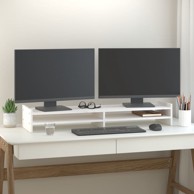Stalak za monitor, bijeli, 100x27x15 cm, masivna borovina