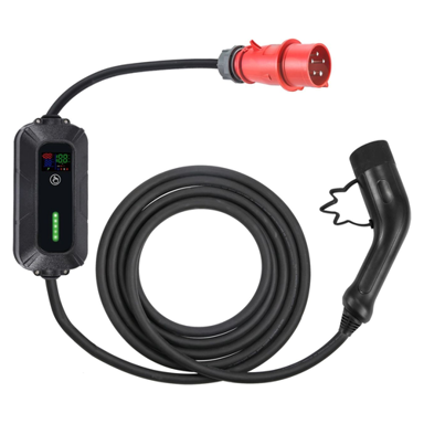 Prijenosni EV punjač, 11 kW, tip 2, CEE 3F, Home line, crni