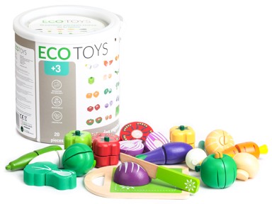 ECOTOYS Drveno povrće za rezanje, 20 komada