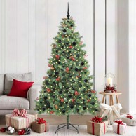 Umjetno božićno drvce s LED lampicama 210 cm PVC i metal, zeleno
