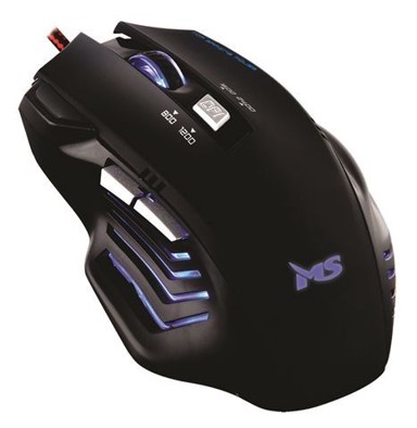 MS Gaming miš Nemesis C100, crni, žični, optički, 2400 DPI, 6 tipki, RGB osvjetljenje, 1.8 m presvučen kabel