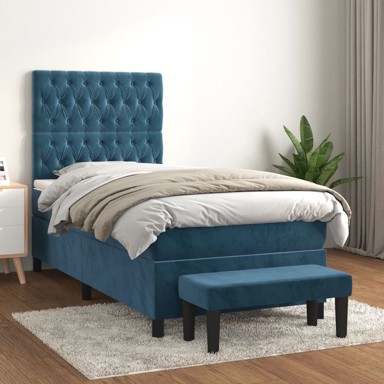 Box spring krevet s madracem tamnoplavi 80 x 200 cm baršunasti