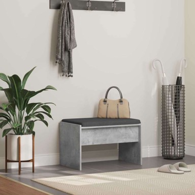 Klupa za hodnik s jastukom 60 x 38 x 46 cm betonski sivi