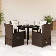 5 dijelni vrtni blagovaonski set s jastucima poliratan smeđi, 80 x 80 x 74 cm