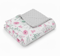 TUMI Minky dekica 75 x 100 cm, pepeljasta i mali ružičasti slonovi