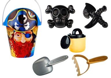 Gusarski set za pijesak, kanta, kanta za zalijevanje, cjedilo - set od 6 komada