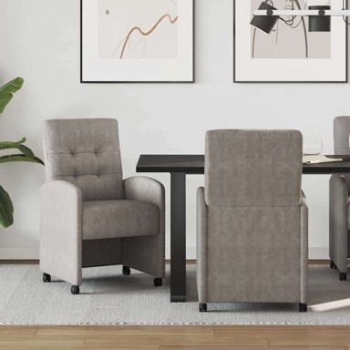 Blagovaonske stolice, 2 komada, 57 × 67 × 98 cm, umjetna koža, sive