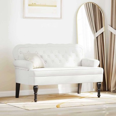 Chesterfield klupa 119,5×64,5×75 cm umjetna koža, bijela