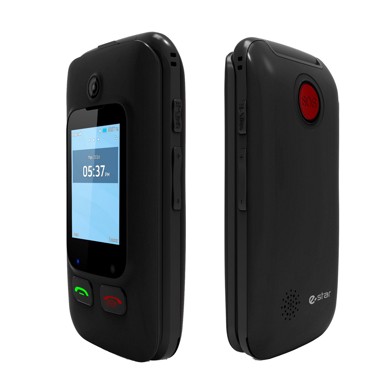 ESTAR Mobilni telefon Digni Flip 6,1 cm, 102 g, za starije osobe, crveno-crni