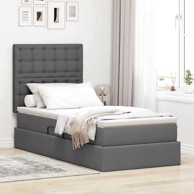 Krevet s madracem i skladištem 90 x 200 cm poliester s gumbima, tamno siva