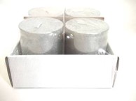 Svijeća metalik 6 x 8 cm, 4 komada, srebrna  