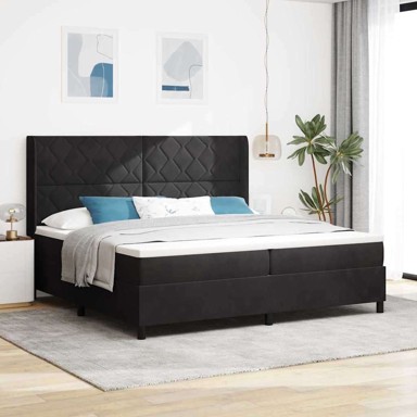 Box Spring krevet s madracem i LED svjetlom, baršun, 200x200 cm, crna