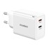 CHOETECH Mrežni punjač PD6013 GaN 2x USB-C PD 65W, bijeli