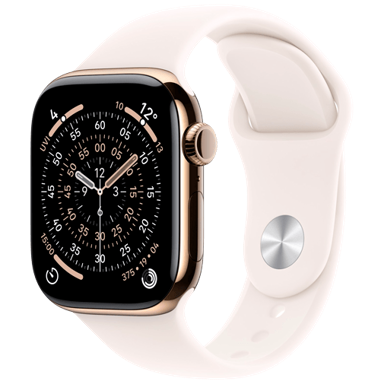 APPLE Watch Series 11 5G, 42mm, zlatna, roza silikonska narukvica, M/L