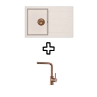AQUASANITA Set sudoper Tesa SQT101W i slavina Zora PVD, Silica/bakar