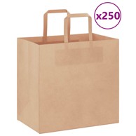 Papirnate vrećice 250 kom s ručkama 26x17x25 cm, smeđe