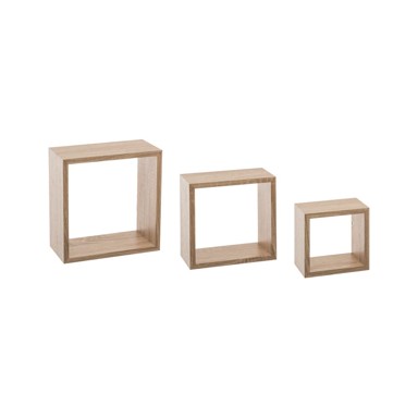 FIVE Zidna polica MDF CUBE 3/1 NATUR 30x12x30 cm