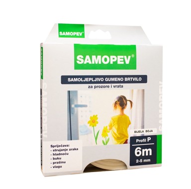 SAMOPEV Traka gumena bijela profil p, 6 m