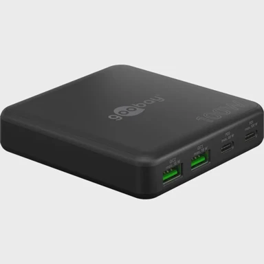 GOOBAY Punjač USB-C multiport GaN, 100W, 2x USB-C, 2x USB-A, crni