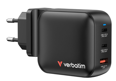 VERBATIM Punjač 32230, Mini GaN, 100W, 3x USB, US/EU/UK adapter