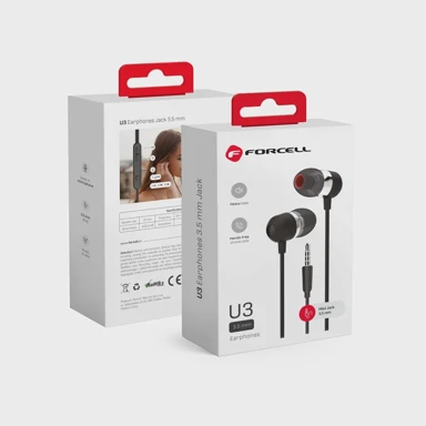 FORCELL Žične slušalice Premium Sound U3, 3,5 mm, crne