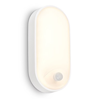 BRILO zidna rasvjeta LED, 12W, 1300lm, 3000K, IP65, senzor, oval