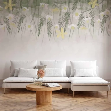 Foto tapeta Kućni herbarij, suptilan cvjetni motiv u stilu akvarela, 500x350 cm