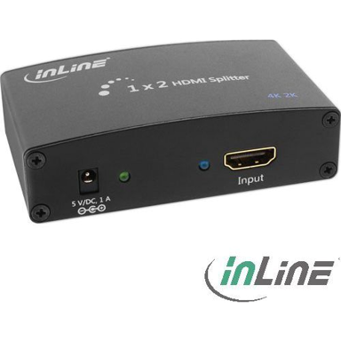 INLINE HDMI razdjelnik 65009, 1 x HDMI na 2 x HDMI, crni