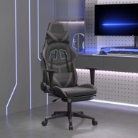Masažna gaming stolica i oslonac za noge crno-siva umjetna koža