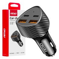AMIO Auto punjač 50W 2x USB-A + 2x USB-C