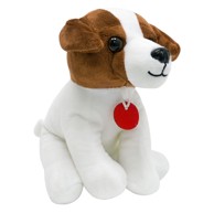 UNIKATOY Plišana igračka sjedeći pas, 18 cm, bijelo/smeđi