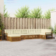 Set sofa, 7 kom, čvrsto drvo akacije, prirodna i krem
