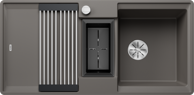 BLANCO Sudoper Adira 6 S-F InFino Silgranit sklopiva rešetka + kadica, s dalj.upr. - vulkan sivi