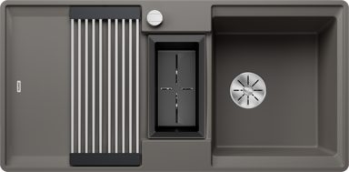 BLANCO Sudoper Adira 6 S-F InFino Silgranit sklopiva rešetka + kadica, s dalj.upr. - vulkan sivi