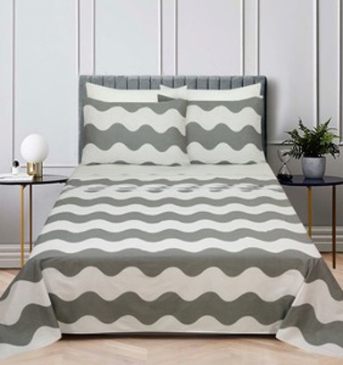ESSENZA Posteljina Lancun Mare, 240 x 280 + 240 x 260 + 2 x 60 x 80 cm, sivi valovi