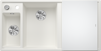BLANCO Sudoper Axia III 6 S InFino, Silgranit, daska staklo, bazen lijevo, glečer bijela