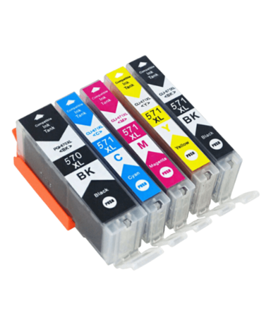 TISKAJPOTCENI Zamjenska tinta Canon PGI-570PGBK + CLI-571 komplet / MG5750 - MG6853, MG7750, MG7753, TS5050, TS6050, TS8050, TS9050, crna, cijan, magenta, žuta, XXL