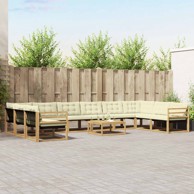 Set vanjskih sofa s jastukom, 11 kom, bijelo-krem