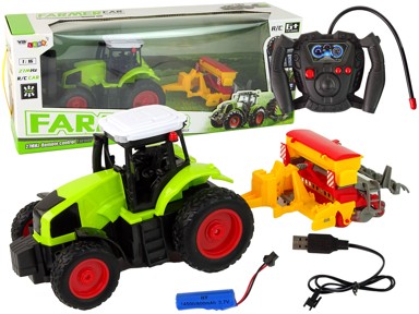 Traktor s balirkom na daljinsko upravljanje R/C 1:16, zeleno-žuti