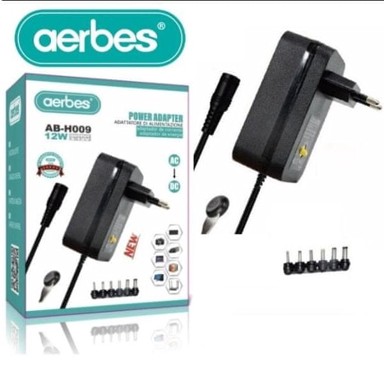 AERBES Univerzalni adapter za napajanje 3V-12V 12W, crni