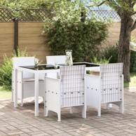 Set od 4 bijele poly rattan vrtne stolice s jastučićima, bijela