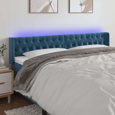 LED uzglavlje, 203 x 16 x 78/88 cm, baršunasto, tamno plava