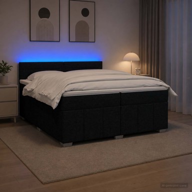 Boxspring krevet s madracem 200 x 200 cm, tkanina, crni